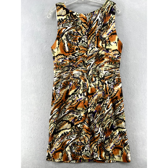 ICE Dress Womens Size 14 Brown Animal Print Multicolor Sleeveless Lined Contrast - Picture 9 of 11